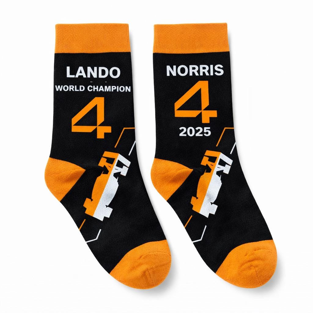 Lando Norris 4 Socks- F1 Birthday, Anniversary, Christmas, Easter Gift him or her