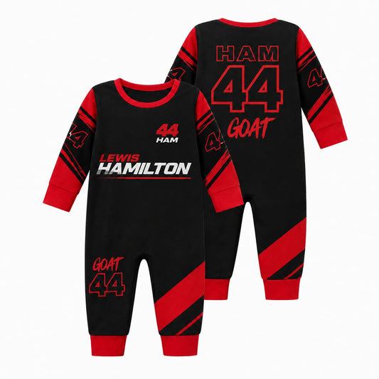 Lewis Hamilton Baby Romper | F1 Racing Suit Onesie, Birthday Outfit- Ham 44 Baby Romper