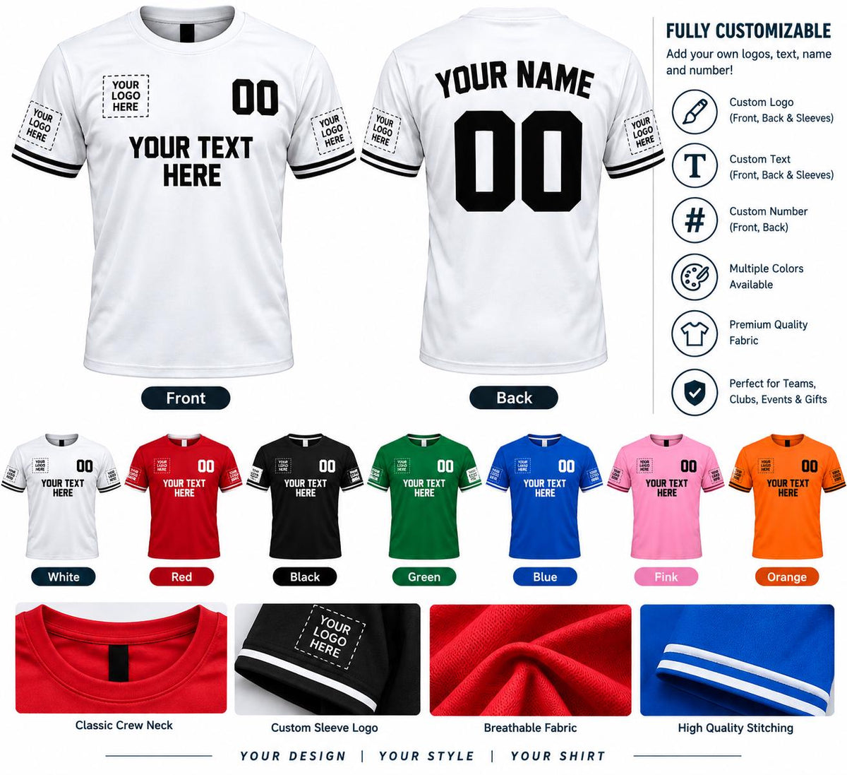 Customizable T-Shirt – Personalized Design, Logo, Text, Photo (Men, Women)