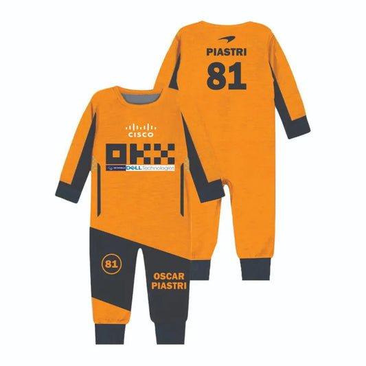 Oscar Piastri 81 McLaren Baby Romper, F1 Racing Babysuit