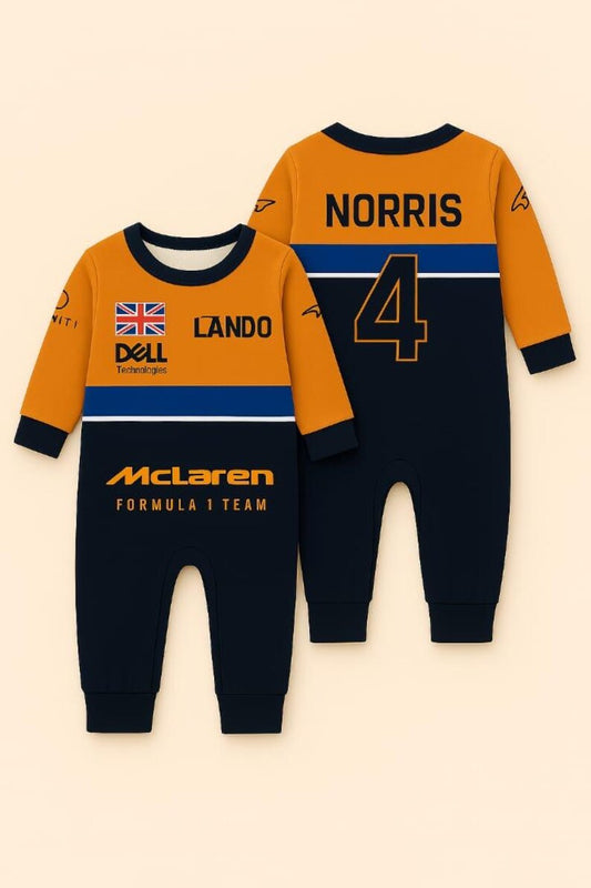 McLaren Lando Norris Baby Romper | F1 Racing Suit Onesie, Birthday Outfit