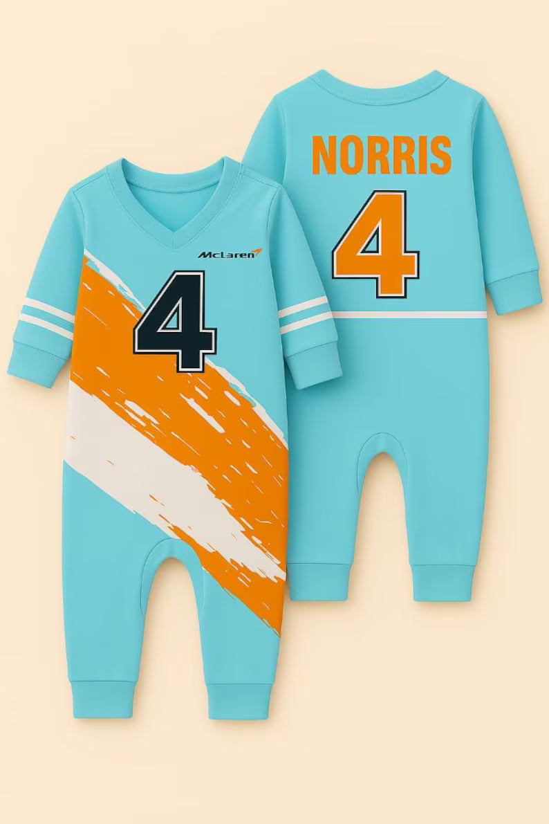 McLaren Lando Norris Baby Romper | F1 Racing Suit Onesie, Birthday Outfit